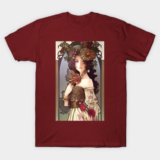 Cute Victorian Girl Floral Steampunk T-Shirt